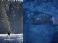 在結冰的湖面上溜冰突然覺得腳下不太對勁，他低頭一看竟看到這個「超駭人」景象...