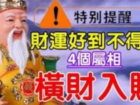 特別注意：財運好到不得了，橫財入帳的4個生肖！