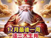 12月最後一周「撞大運中大獎」的三大生肖！