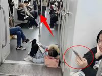 撐不住了！小女孩「直接在車廂地板」呼呼大睡，近看「手緊握1物品」網全怒了