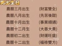 男女出生好的月份！