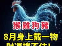 「屬猴、屬雞、屬狗、屬豬」8月身上戴一物，財運擋不住！