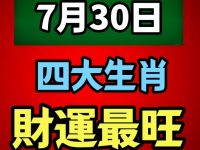 7月30日:四大生肖,財運最旺!! 7月30日:四大生肖,財運最旺!!