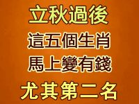 立秋後Top5生肖馬上變有錢!正財橫財賺飽飽! 立秋後Top5生肖馬上變有錢!正財橫財賺飽飽!