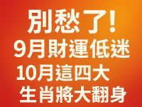 別愁了！9月財運低迷，10月這四大生肖將大翻身