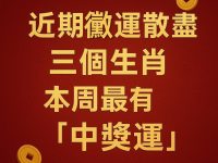 近期黴運散盡，三個生肖 本周最有 「 中獎運 」