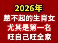 2026年最惹不起的生肖女！第一名旺自己又旺全家！