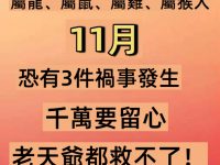 「屬龍、屬鼠、屬雞、屬猴人」11月恐有3件禍事發生，千萬要留心！
