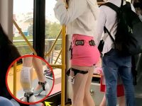 公車上，一位「艷麗妖嬈奇裝女」超搶眼！內行一看她腿，秒懂真相「笑不出來了」全車瞬間沉默