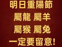 明日重陽節 屬龍 屬羊 屬猴 屬兔 一定要留意!