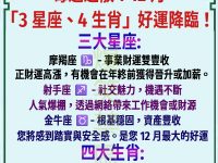 霉運退散!12 月「3 星座、4 生肖」好運降臨! 霉運退散!12 月「3 星座、4 生肖」好運降臨!