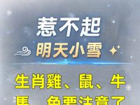 「 惹不起 」 明天小雪 生肖雞、鼠、牛、馬、兔要注意了!