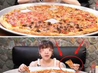 大胃王挑戰80斤「披薩」，以為很能吃，拿起來露餡了，網友怒喊：騙太大，取關！