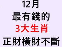 12月最有錢的3生肖，正財橫財不斷