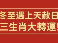 冬至遇上天赦日：三生肖大轉運！