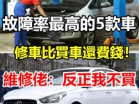 故障率最高的5款車，修車比買車還貴！專業車廠：反正我不可能買