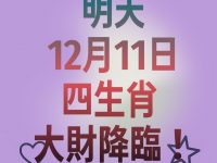 明天12月11日 四生肖 大財降臨！