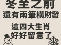 冬至之前, 還有兩筆橫財要發, 這四大生肖好好留意了 冬至之前, 還有兩筆橫財要發, 這四大生肖好好留意了