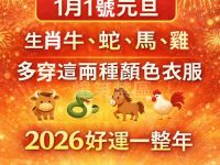 1月1號元旦 生肖牛、蛇、馬、雞  多穿這兩種顏色衣服  2026好運一整年