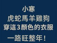 小寒！(虎蛇馬羊雞狗)　穿這3顏色的衣服，一路旺整年！
