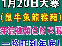 1月20日大寒鼠牛兔龍猴豬，穿這幾種顏色的衣服開運，一路旺到年底！