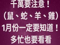 千萬要注意！（鼠、蛇、羊、雞）1月份一定要知道！再忙也要看看